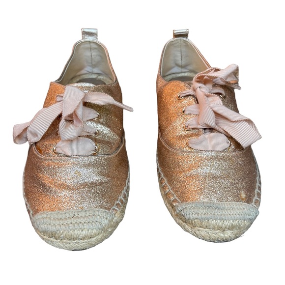 Coach Ramira Rose Gold Glitter Lace Espadrille Tennis sparkle Lightweight Sz8 - Picture 11 of 12